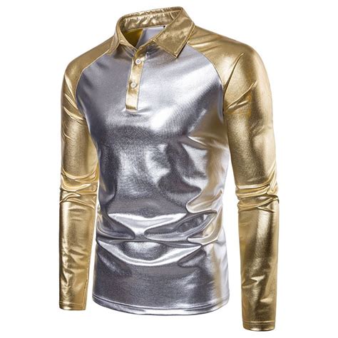 metallic polo shirts men 